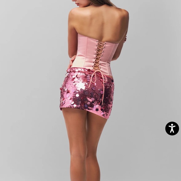 Danielle Guizio Low Rise Paillette Skirt - Pink - Picture 10 of 11